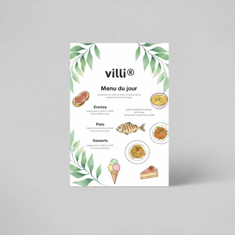 Menu ind&eacute;chirable A4 (210 x 297 mm)