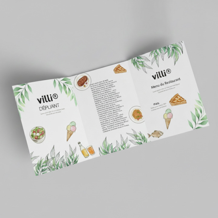 Menu restaurant A5  3 volets