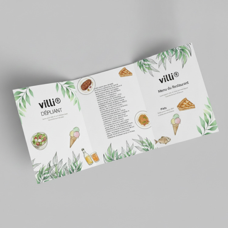 Menu restaurant A5 - 3 volets