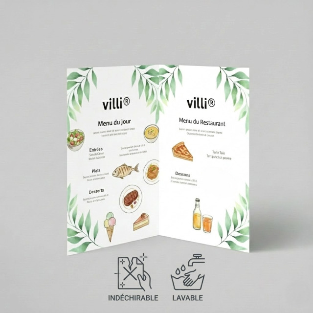 Menu synthétique indéchirable et lavable