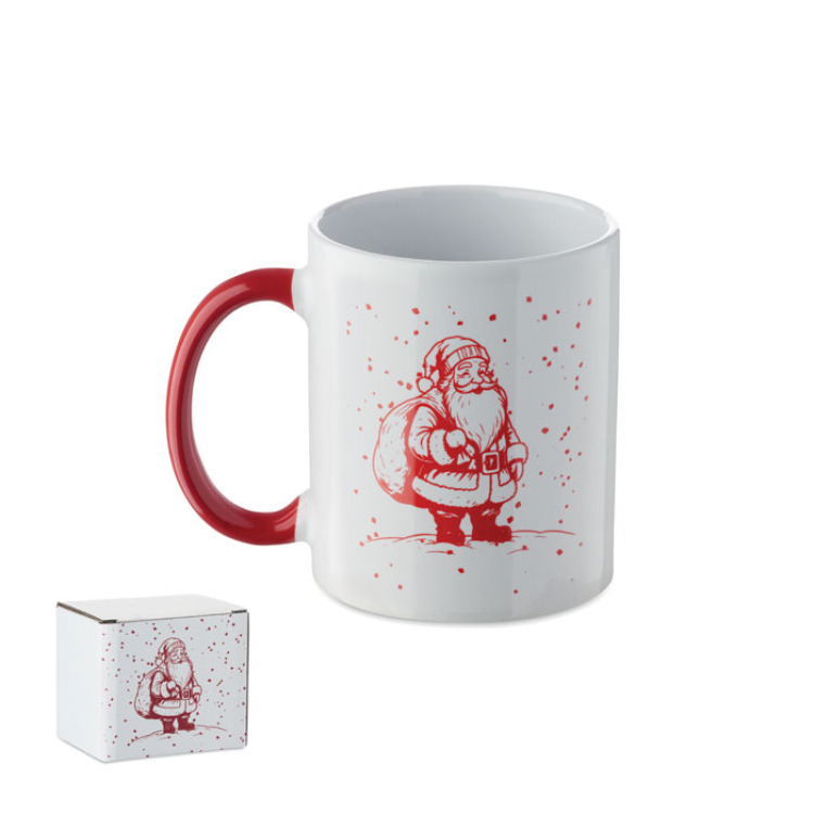 Mug de No&euml;l en c&eacute;ramique 300ml Blanc/Rouge