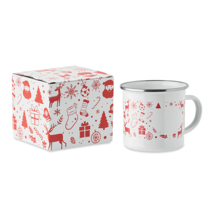 Mug de No&euml;l en &eacute;mail 300ml Blanc