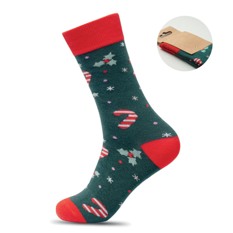 Paire de chaussettes de No&euml;l L Vert