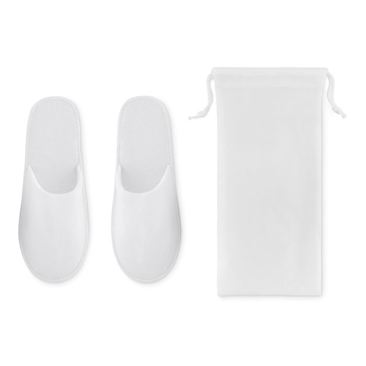 Paire de pantoufles & pochette Blanc