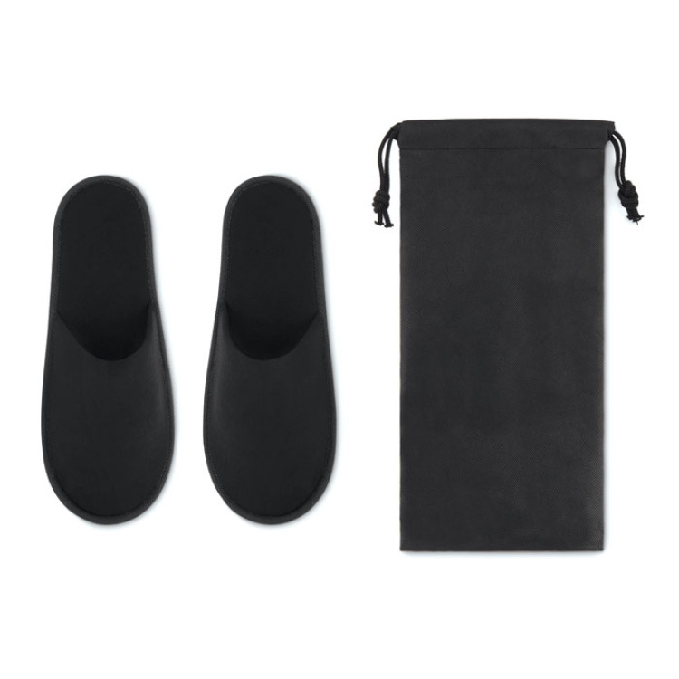 Paire de pantoufles & pochette Noir