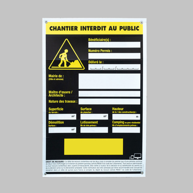 Panneau de chantier permis