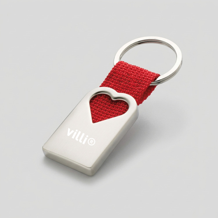 Porte clé coeur en métal Rouge