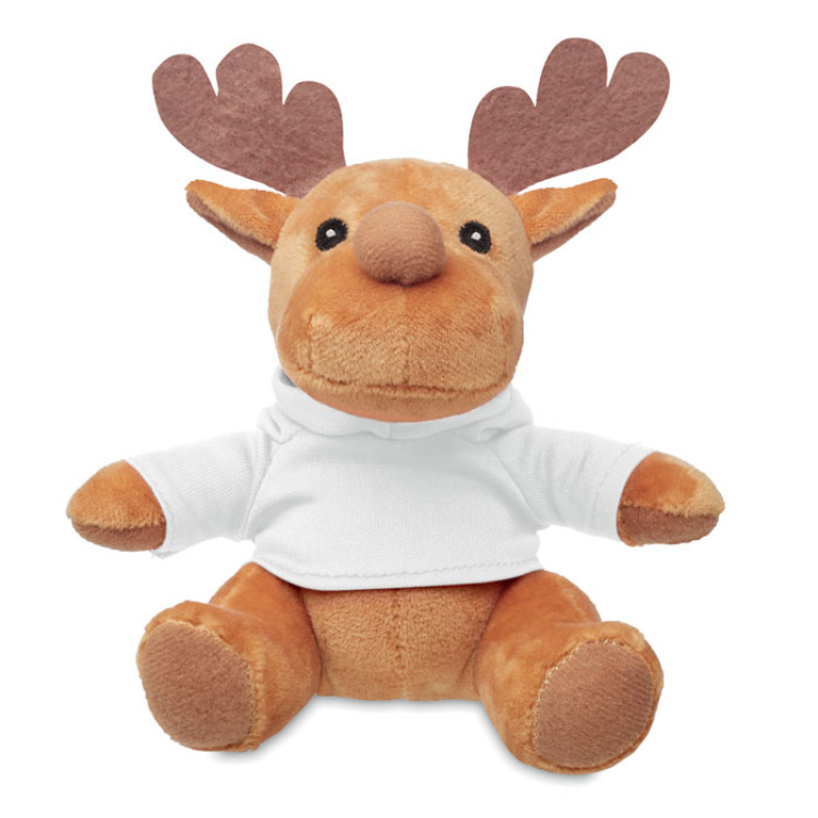 Renne en peluche avec capuche Blanc