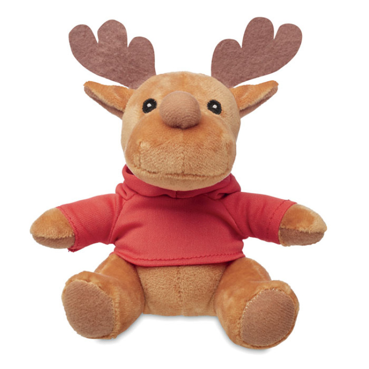Renne en peluche avec capuche Rouge