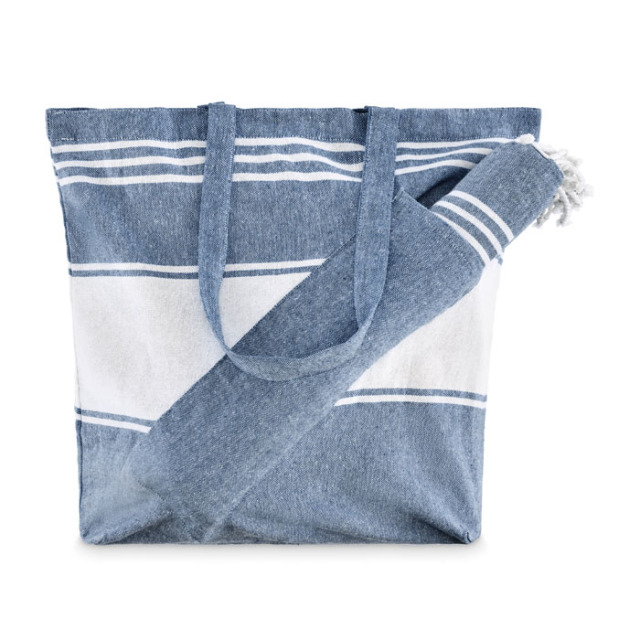 Sac de plage avec serviette Bleu