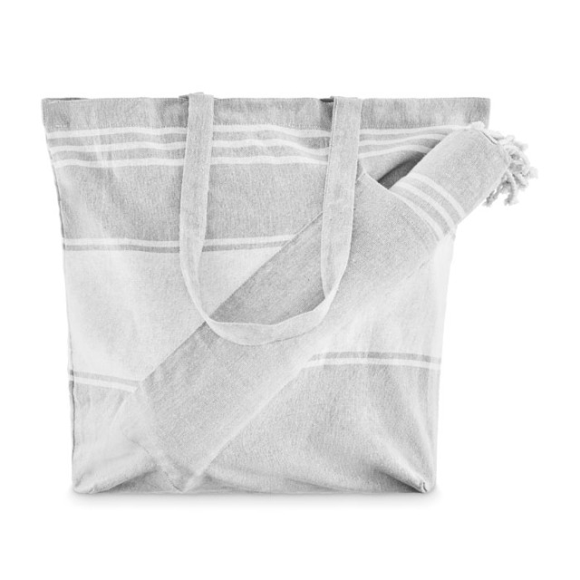 Sac de plage avec serviette Gris