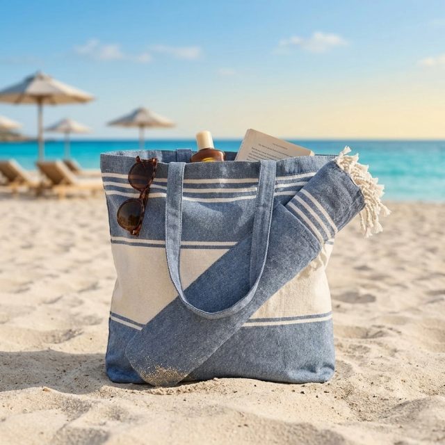 Sac de plage avec serviette