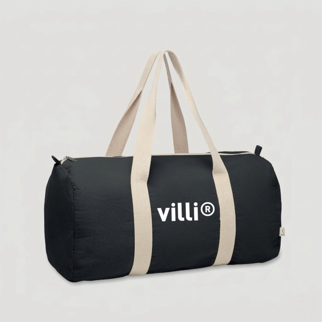 Sac de sport coton recyclé Noir