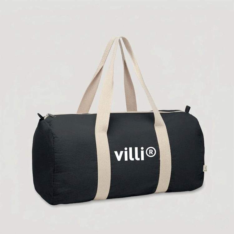 Sac de sport coton recycl&eacute; Noir