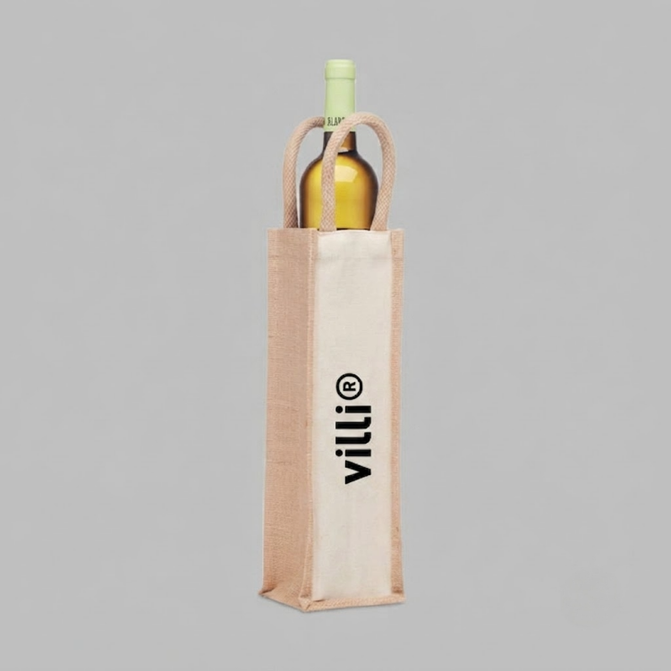 Sac en jute pour une bouteille Beige