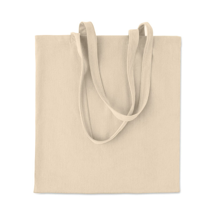 Sac shopping en velours c&ocirc;tel&eacute; Beige