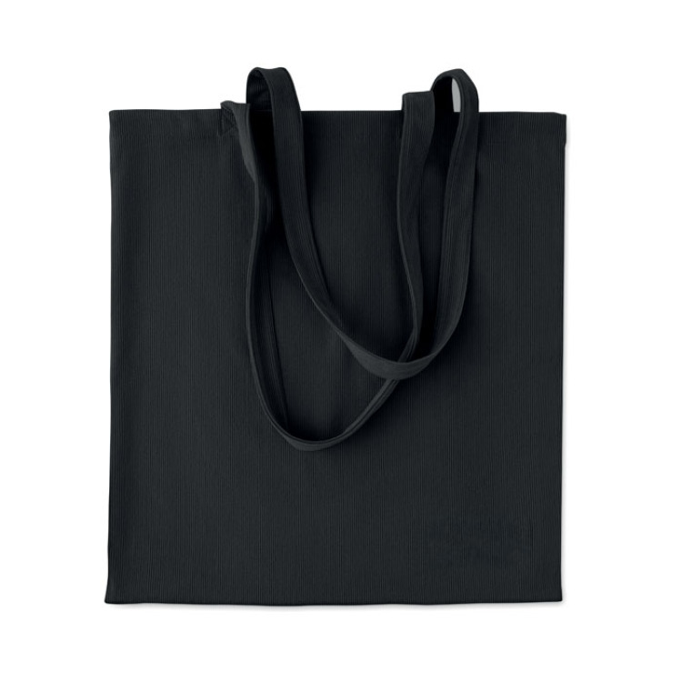 Sac shopping en velours c&ocirc;tel&eacute; Noir