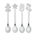 Set 4 cuill&egrave;res &agrave; th&eacute; de No&euml;l Argent Mat