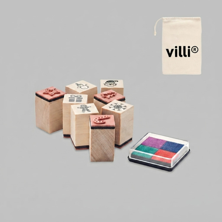 Set de 8 tampons en bois Beige