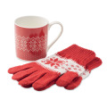 Set mug et gants hiver Rouge