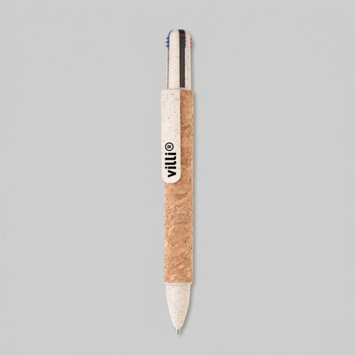 Stylo à bille 4 couleurs Beige