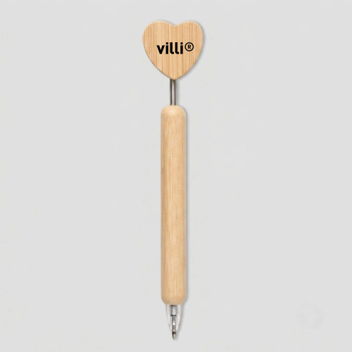 Stylo à bille cœur en bambou Bois