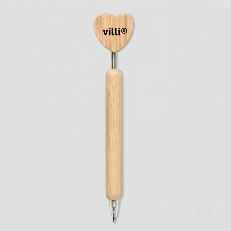 Stylo &agrave; bille c&oelig;ur en bambou Bois