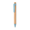 Stylo bambou/paille bl&eacute; et ABS Bleu