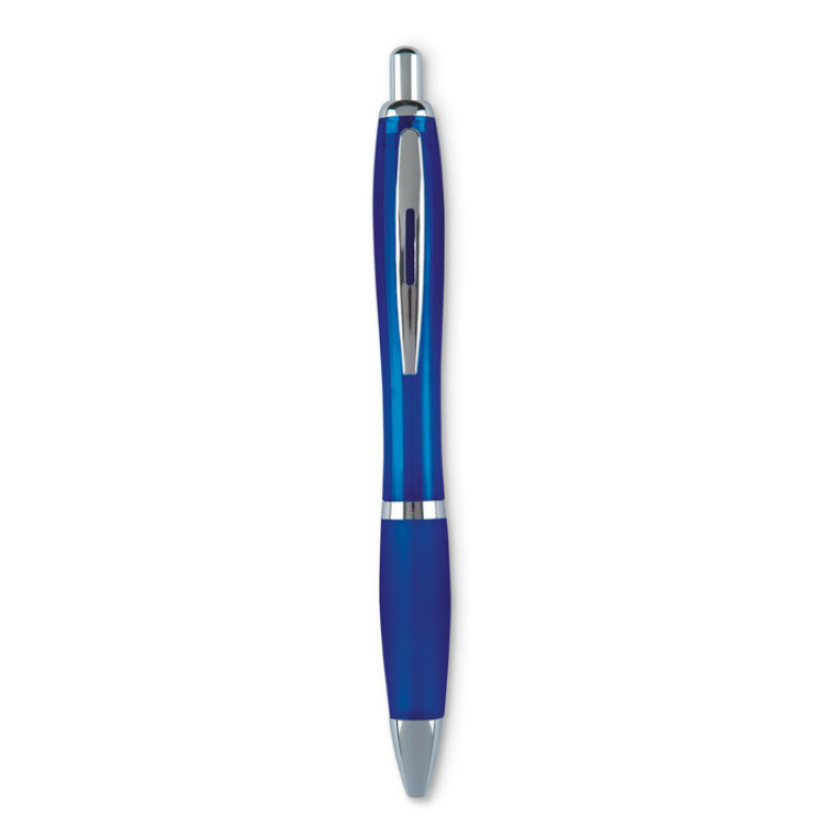Stylo bille &agrave; l'encre bleue. Bleu Transparent