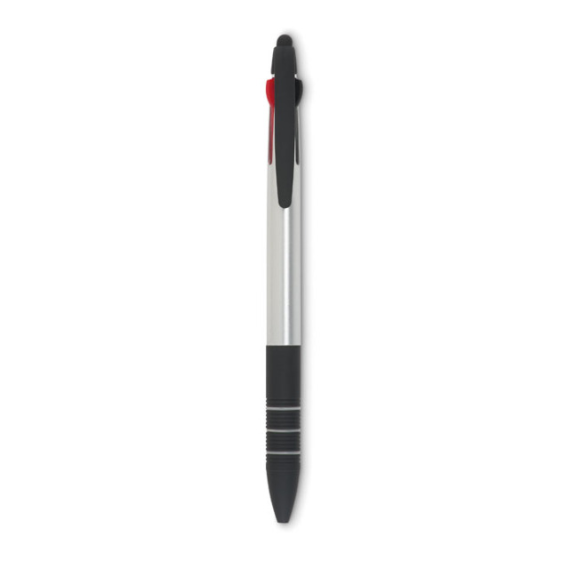 Stylo bille stylet 3 couleurs Argent