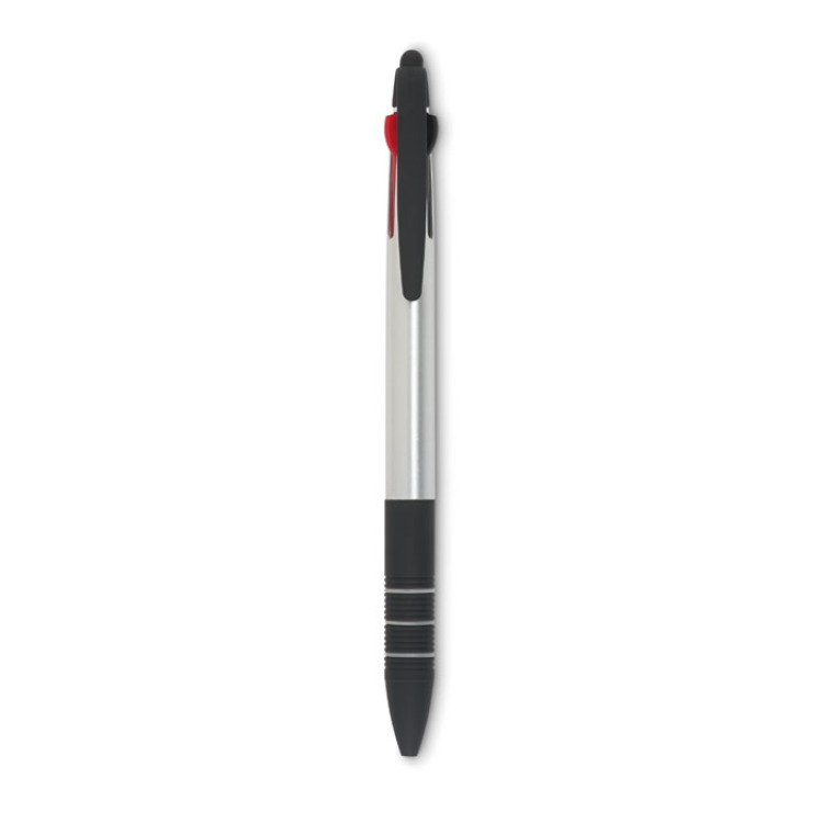 Stylo bille stylet 3 couleurs Argent