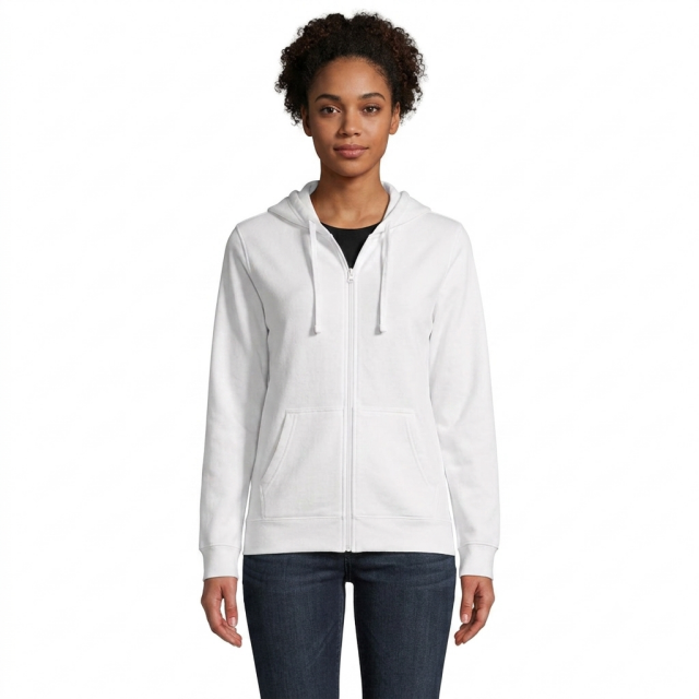 Sweat unisexe zippé à capuche Blanc