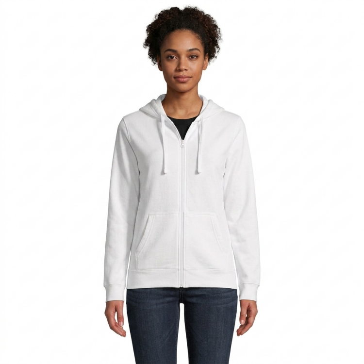 Sweat unisexe zippé à capuche Blanc