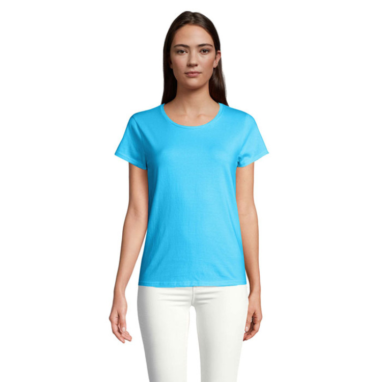 T-Shirt col rond en coton bio Femme Aqua