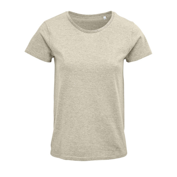 T-Shirt col rond en coton bio Femme Beige Chine