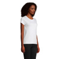T-Shirt col rond en coton bio Femme Blanc Chin&eacute;