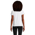 T-Shirt col rond en coton bio Femme Blanc Chin&eacute;