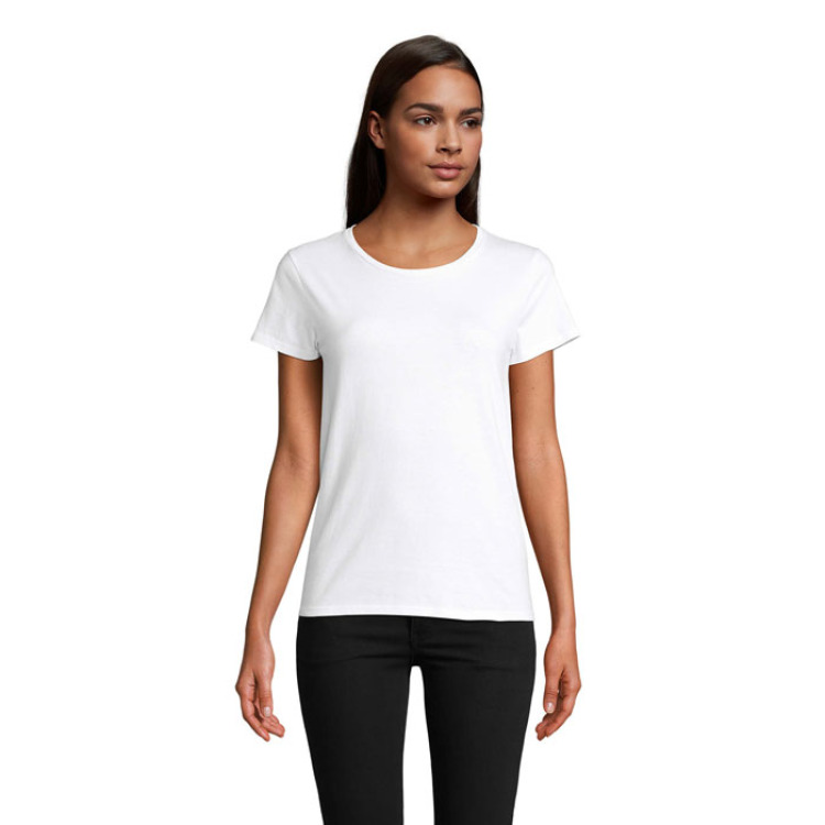 T-Shirt col rond en coton bio Femme Blanc