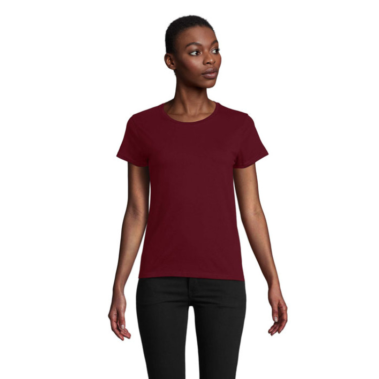 T-Shirt col rond en coton bio Femme Bordeaux