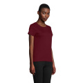 T-Shirt col rond en coton bio Femme Bordeaux