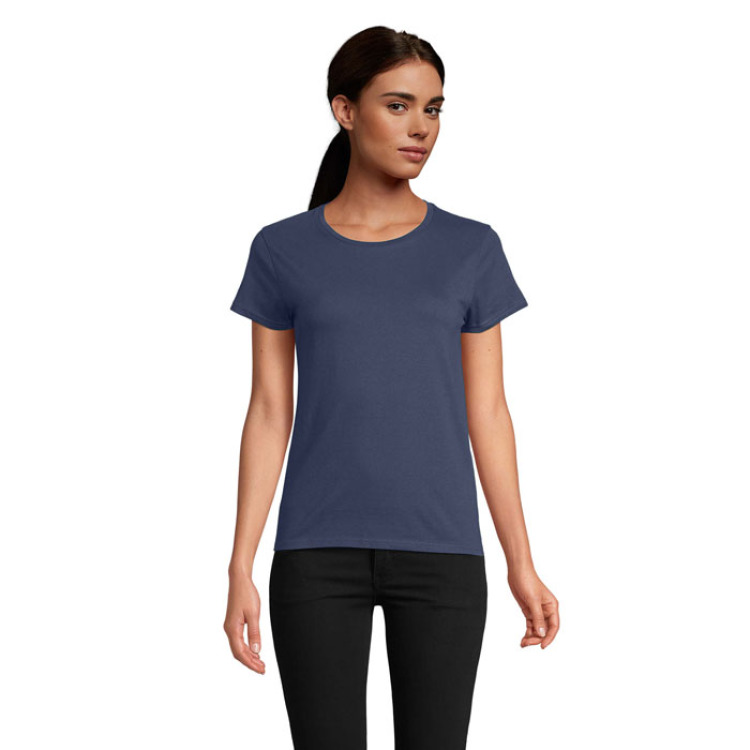 T-Shirt col rond en coton bio Femme Denim