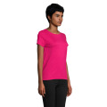 T-Shirt col rond en coton bio Femme Fuchsia