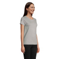 T-Shirt col rond en coton bio Femme Gris Chin&eacute;