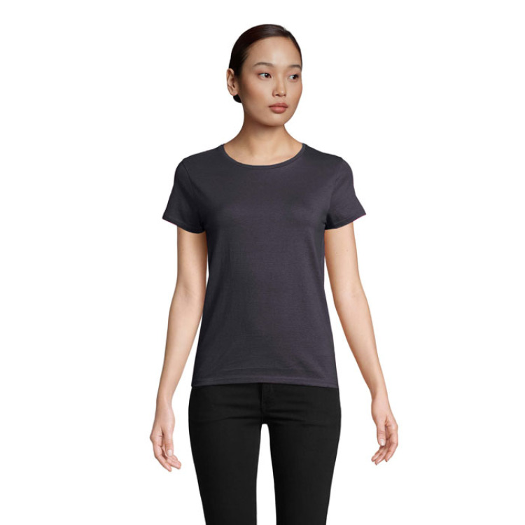 T-Shirt col rond en coton bio Femme Gris Souris