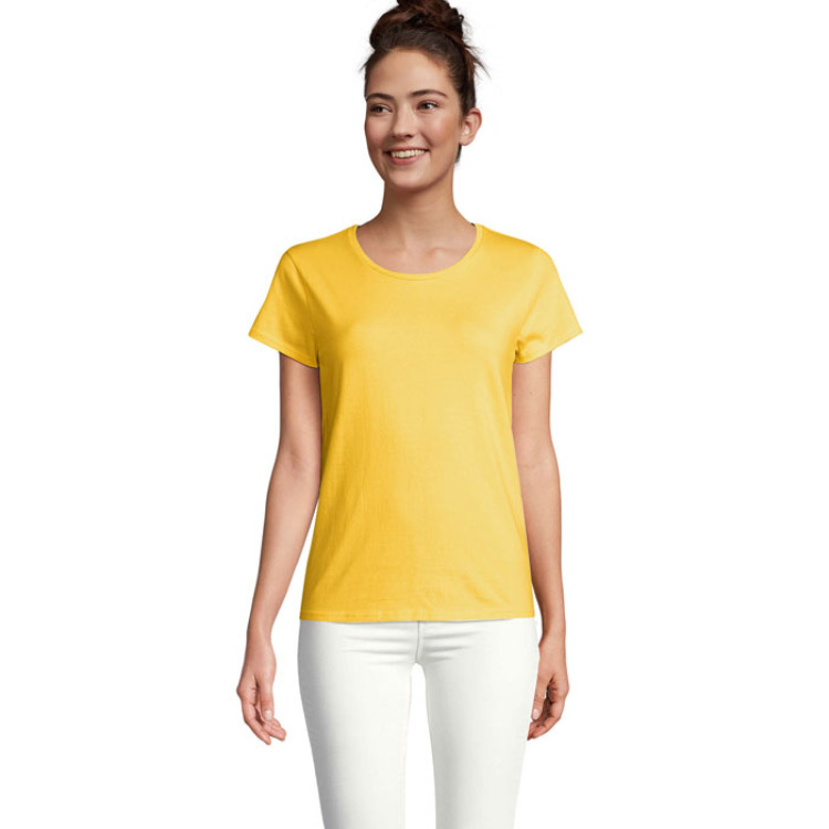 T-Shirt col rond en coton bio Femme Jaune