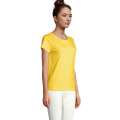 T-Shirt col rond en coton bio Femme Jaune