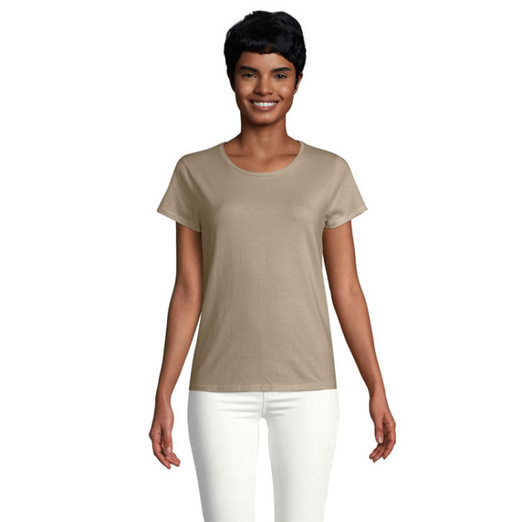 T-Shirt col rond en coton bio Femme Kaki