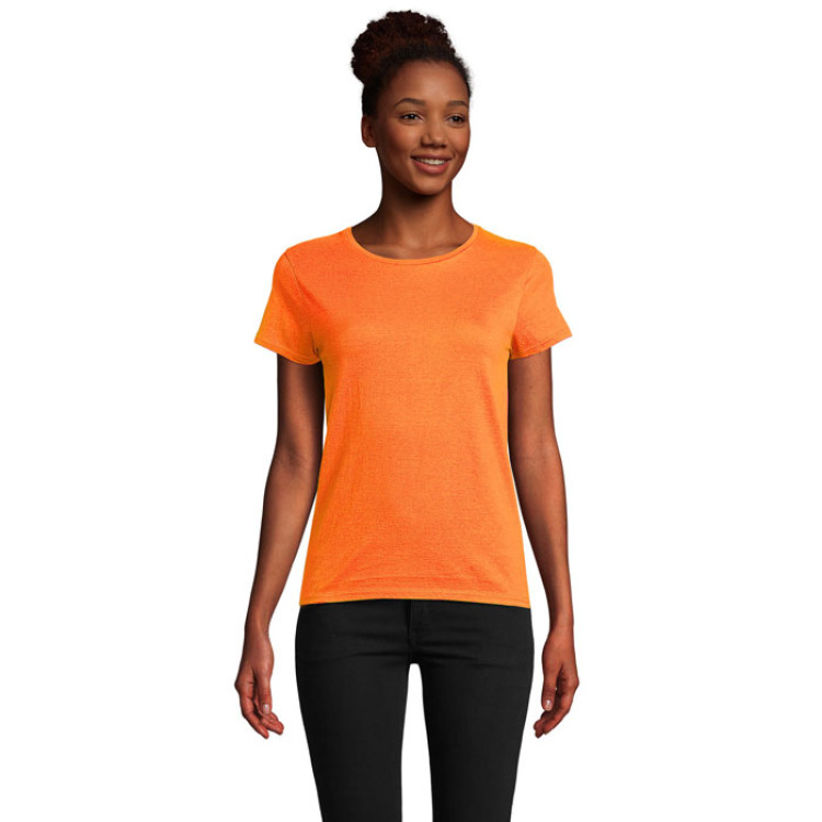 T-Shirt col rond en coton bio Femme Orange