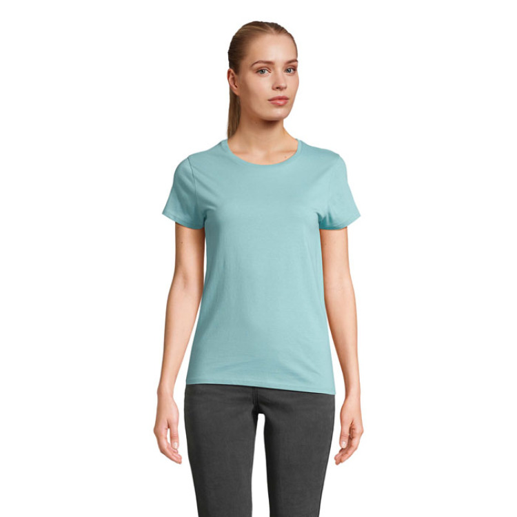 T-Shirt col rond en coton bio Femme Pool Blue