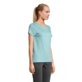 T-Shirt col rond en coton bio Femme Pool Blue